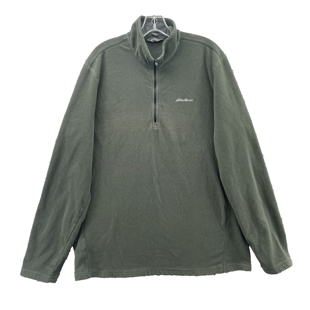 Eddie Bauer 1/4 Zip Sweater Men's Large Tall Green Outdoor Golf Preppy Hiking